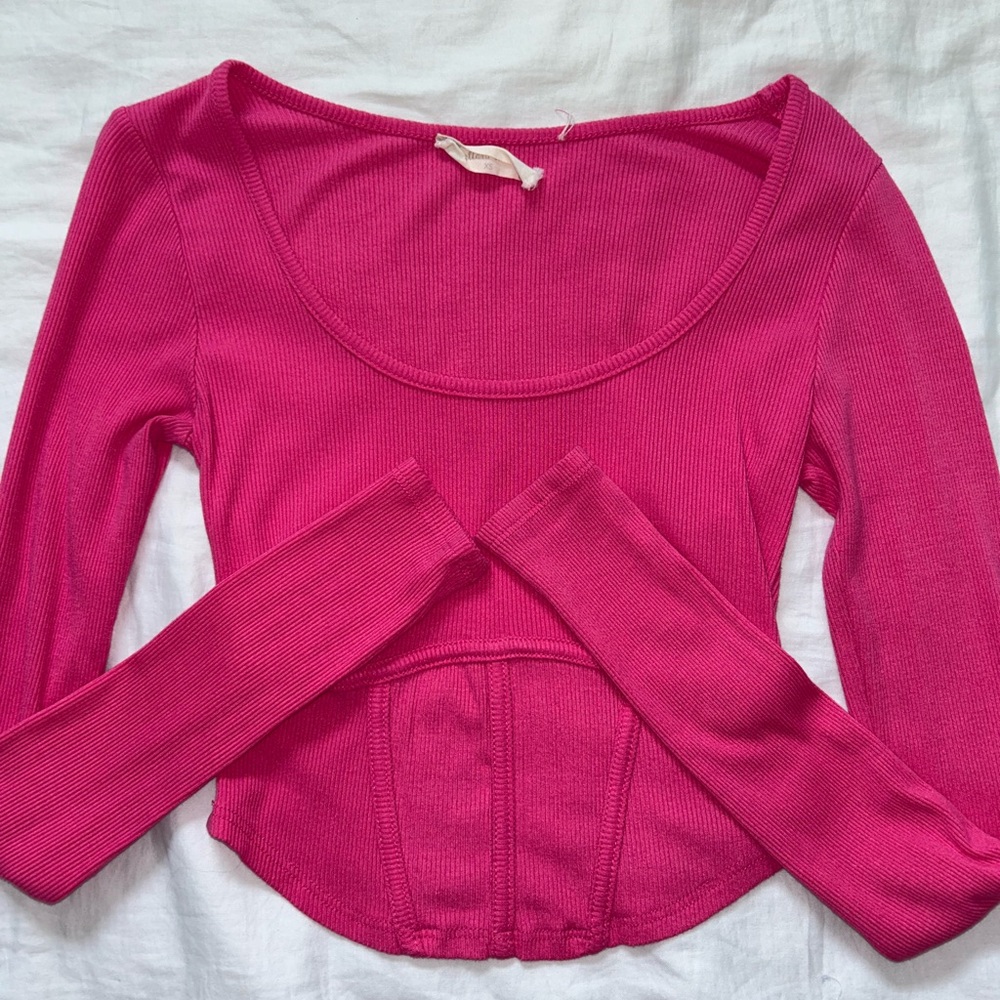 Altar’d State Pink Ribbed Women's Top